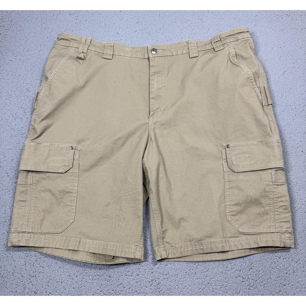 Duluth Trading Co Cargo Shorts Mens 46 Beige Canvas Relaxed 12 Inseam Outdoor